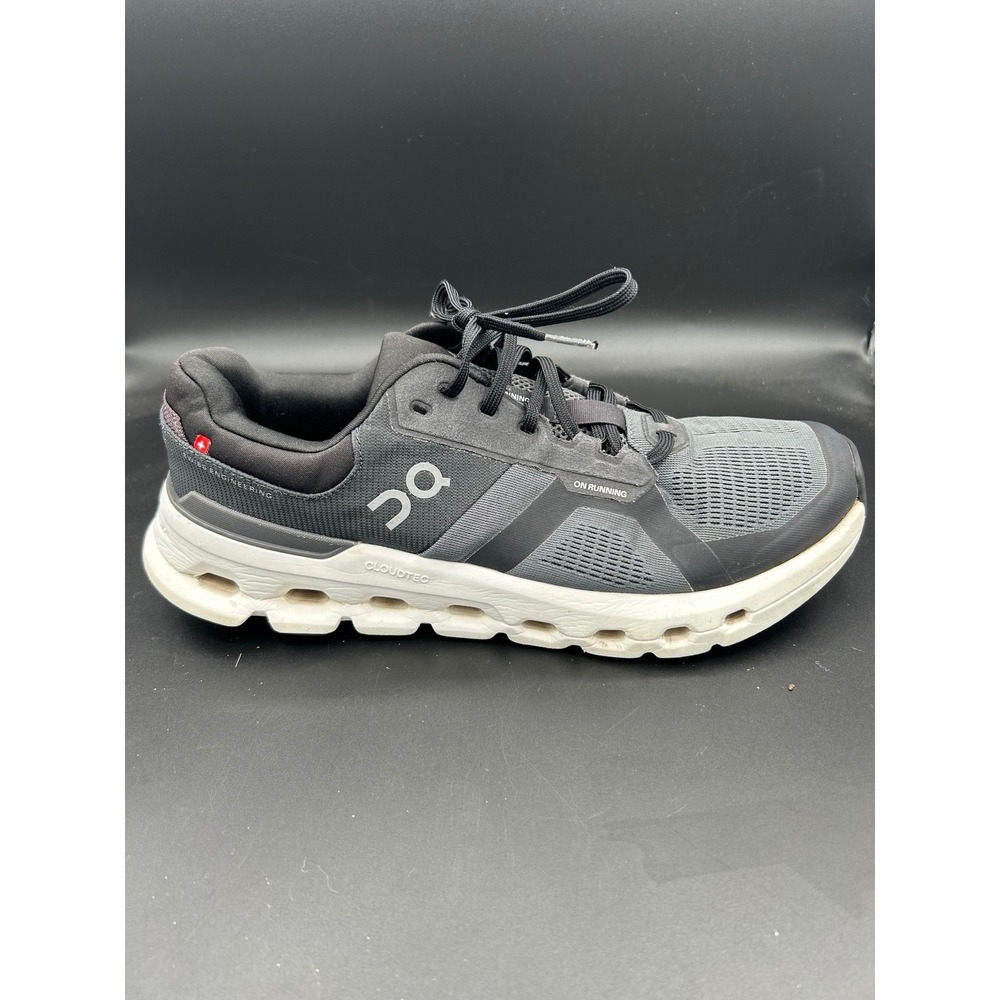 On Running Cloudrunner Mens 12 Grey Black CloudTec Sneakers 3ME10140156